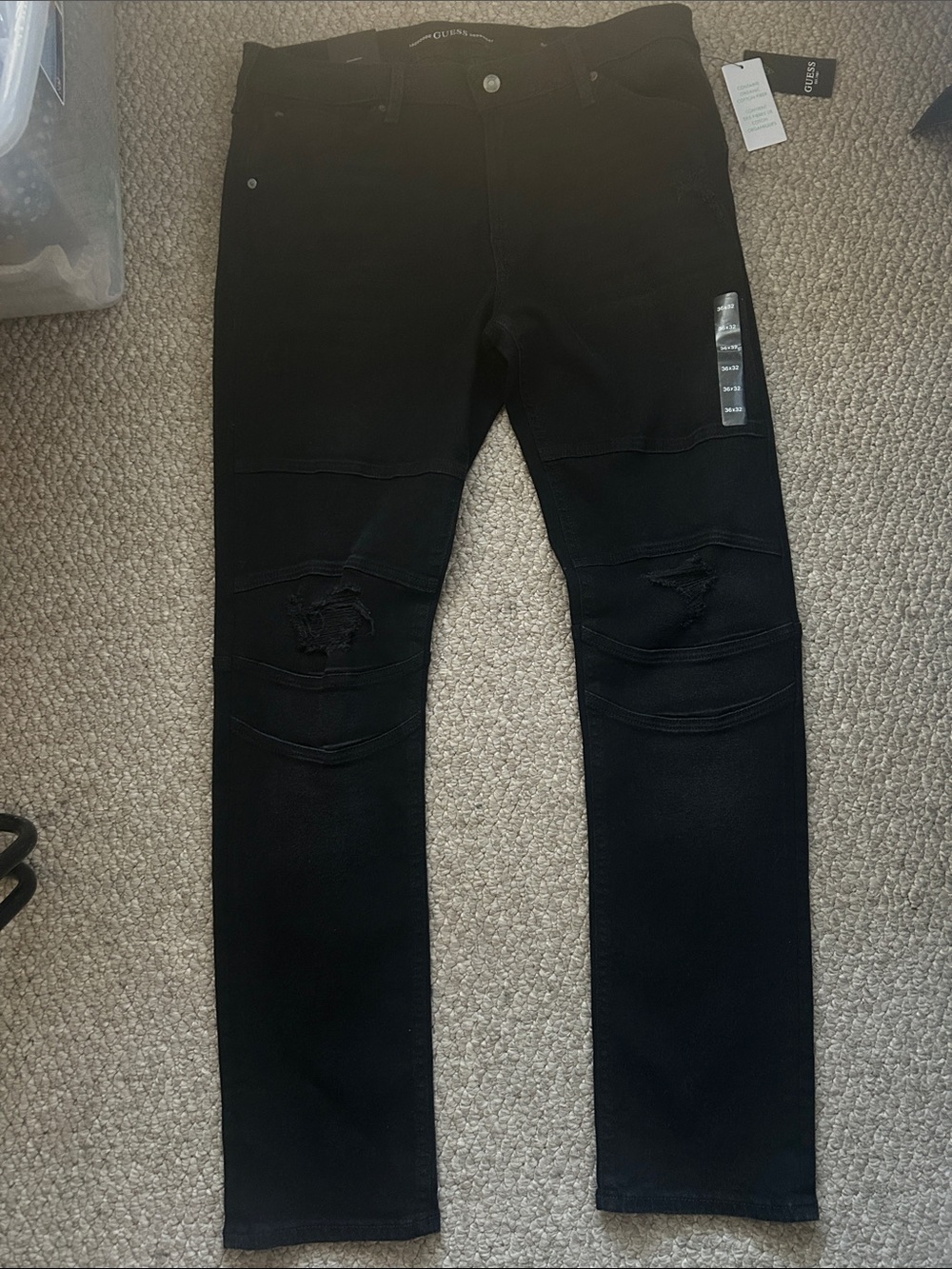 Guess Men's Black Distressed Jeans
